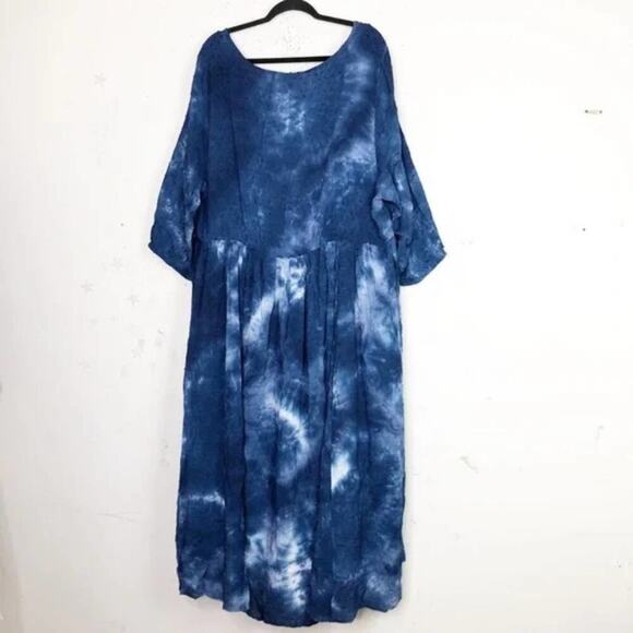 Torrid Tea-Length Chiffon Clip Dot Blue Tie Dye Midi Dress Plus Size 1 1X new!!! - Picture 4 of 13